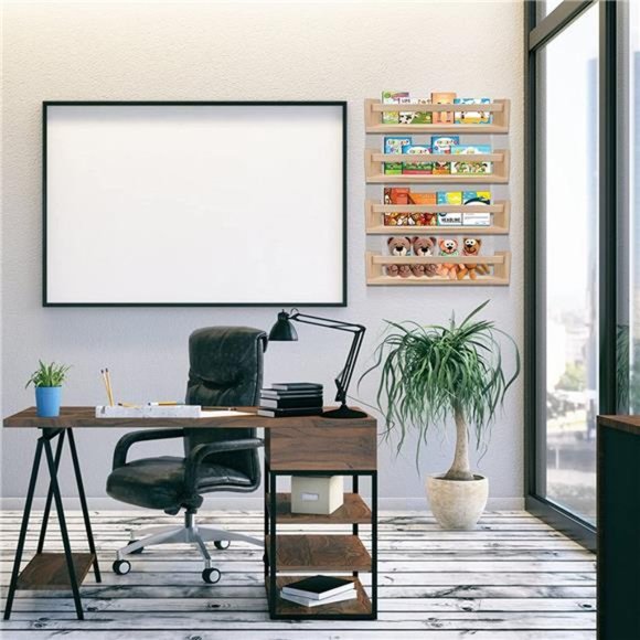 Nursery Book Shelves Set of 4,Wood Floating Nursery Shelves for Wall (Set of 4) - Picture 2 of 7